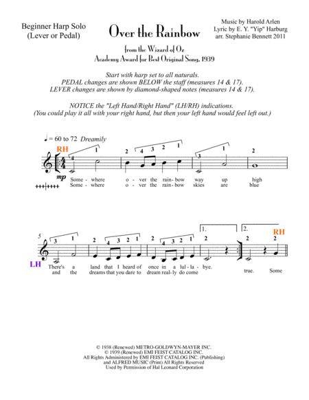 Over The Rainbow From The Wizard Of Oz Beginner Harp Solo Lever Or Pedal Harp Page 2