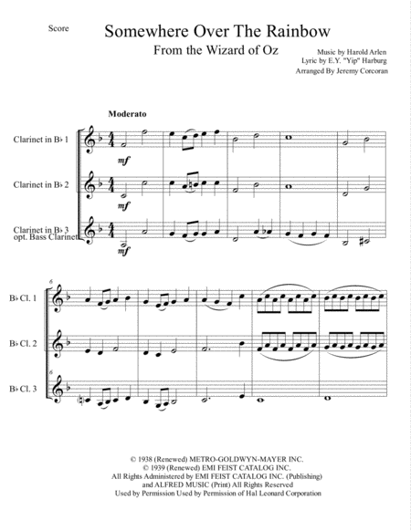 Over The Rainbow From The Wizard Of Oz For Clarinet Trio Page 2