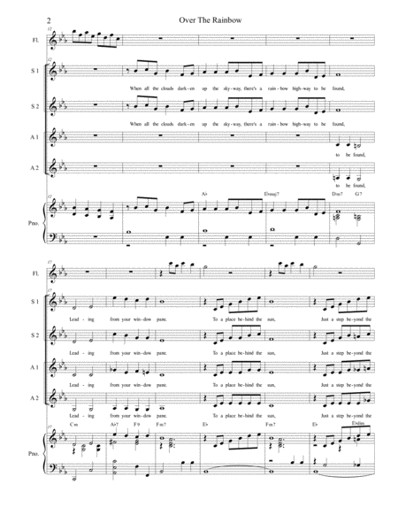 Over The Rainbow From The Wizard Of Oz For Vocal Quartet Ssaa Page 2