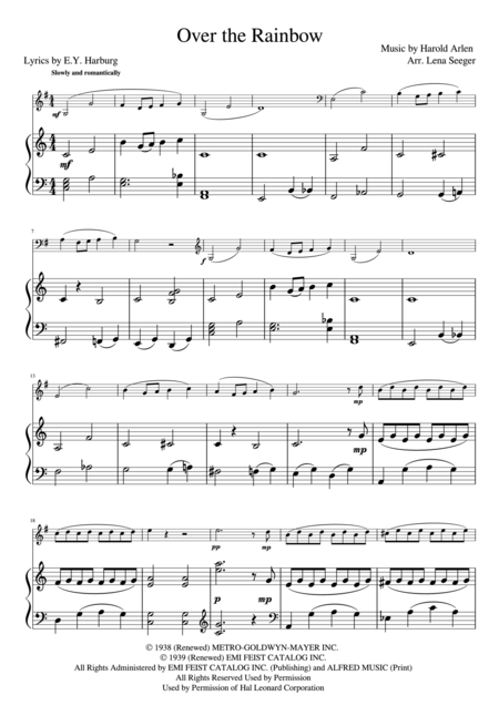 Over The Rainbow Horn And Piano Page 2