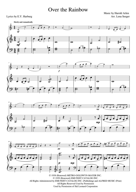 Over The Rainbow Recorder And Piano Page 2