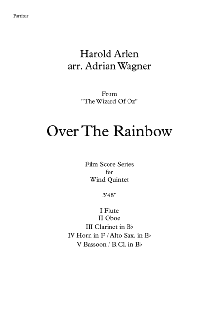 Over The Rainbow The Wizard Of Oz Harold Arlen Wind Quintet Arr Adrian Wagner Page 2