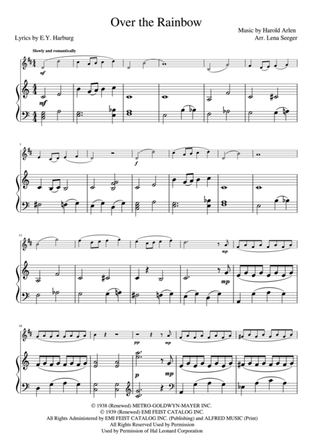 Over The Rainbow Trumpet And Piano Page 2