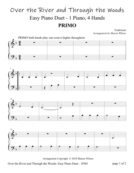 Over The River And Through The Woods Easy Piano Duet 1 Piano 4 Hands Page 2