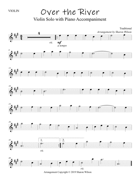 Over The River And Through The Woods Easy Violin Solo With Piano Accompaniment Page 2