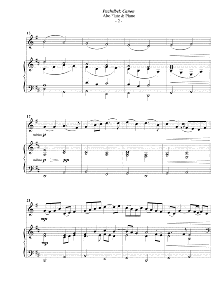 Pachelbel Canon For Alto Flute Piano Page 2