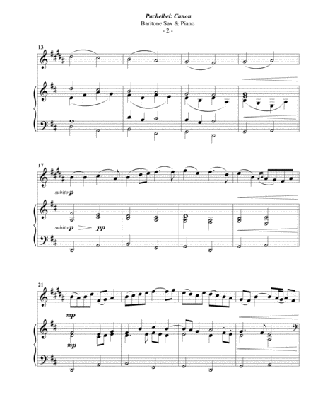 Pachelbel Canon For Baritone Sax Piano Page 2