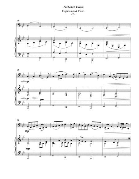 Pachelbel Canon For Euphonium Piano Page 2