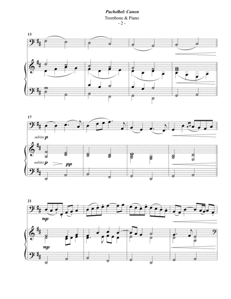 Pachelbel Canon For Trombone Piano Page 2