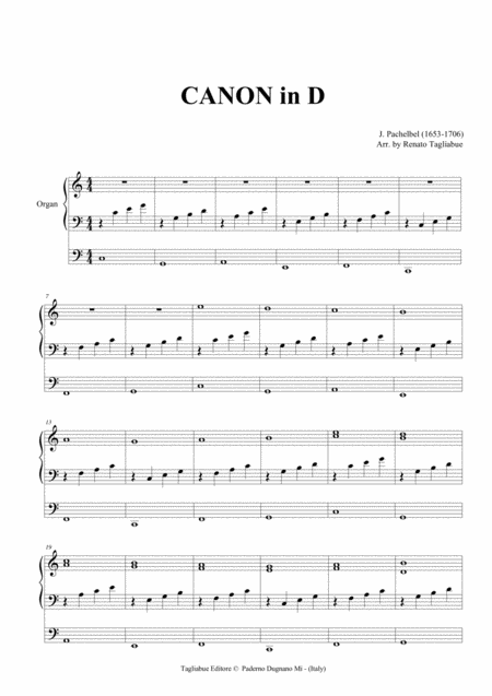 Pachelbel Canon In D Arr For Organ 3 Staff Page 2