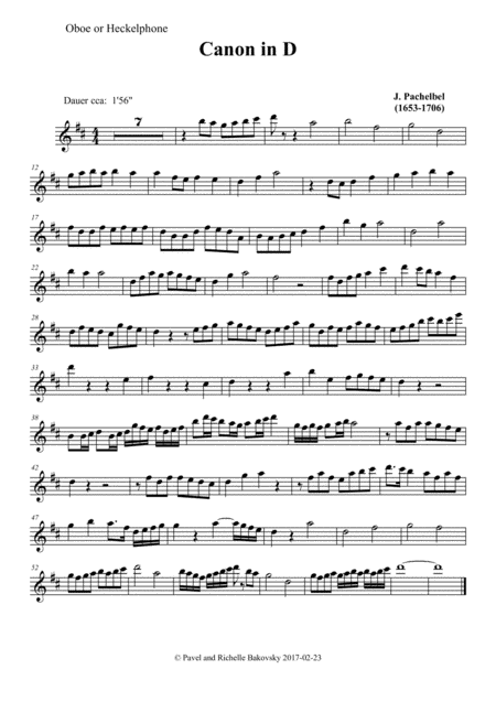 Pachelbel Canon In D For Oboe Horn Or Trumpet And Organ Page 2