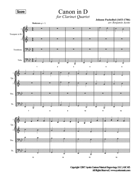 Pachelbel Canon Transcribed For Brass Quartet Page 2