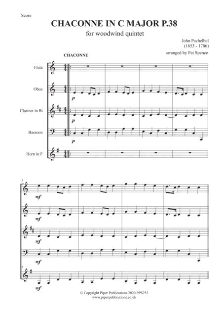 Pachelbel Chaconne In C Major P 38 For Woodwind Quintet Page 2