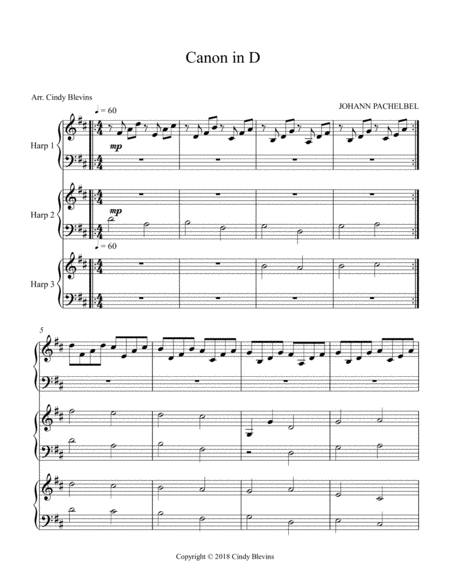 Pachelbels Canon Arranged For Harp Trio Page 2