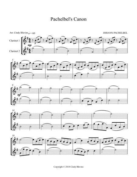 Pachelbels Canon For Clarinet Duet Page 2