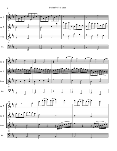 Pachelbels Canon For Flute Trio With Optional Cello Or Other Bass Instrument Page 2