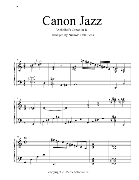 Pachelbels Canon In D In Eight Arrangements For Jazz And New Age Piano Page 2