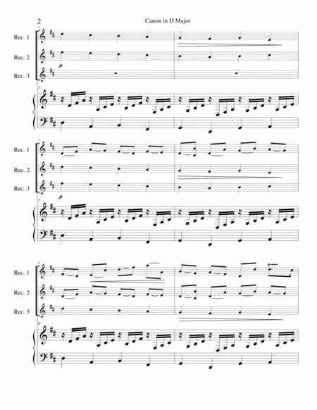Pachelbels Canon In D Major Flute Oboe Or Recorder Trio With Piano Page 2