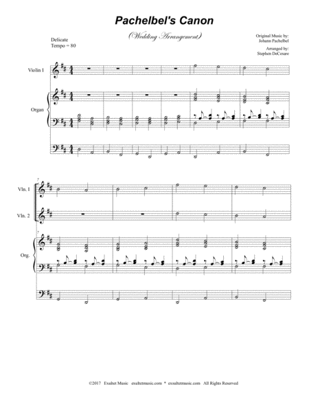 Pachelbels Canon Wedding Arrangement For String Trio Organ Accompaniment Page 2