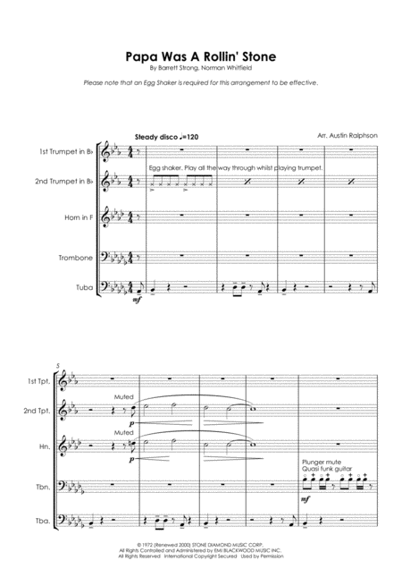 Papa Was A Rollin Stone Brass Quintet Page 2