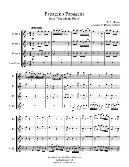Papageno Papagena For Flute Quartet Page 2