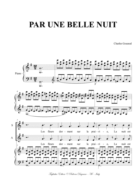 Par Une Belle Nuit Gounod For Sa Choir And Piano Page 2