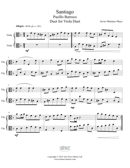 Pasillo Barroco For Violas Page 2