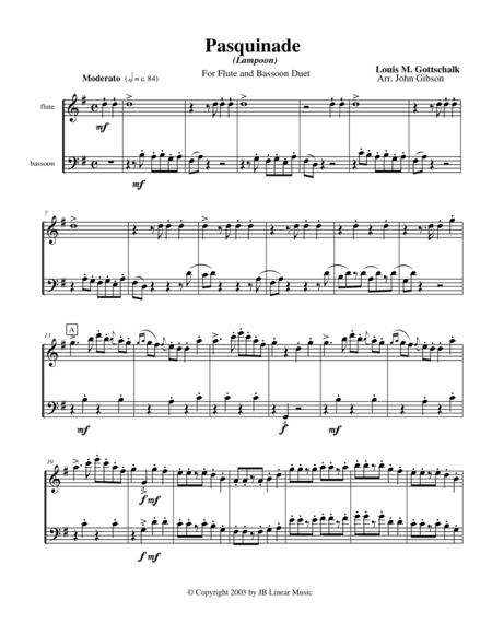 Pasquinade Lampoon By Gottschalk Set For Flute And Bassoon Duet Page 2