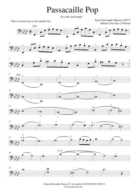 Passacaille Pop For Cello And Looper By Jean Christophe Masson Page 2