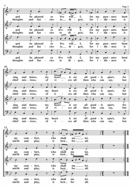 Pastime With Good Company Satb A Cappella Page 2