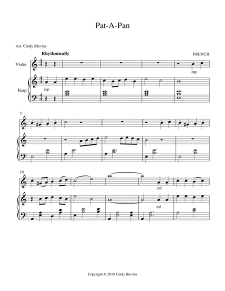 Pat A Pan Arranged For Harp And Violin Page 2