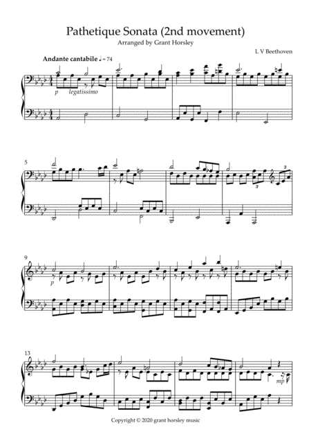 Pathetique Sonata Slow Mvt By Beethoven Easier Version Page 2