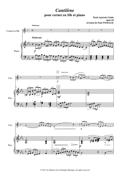 Paul Agricole Gnin Cantilne Opus 64 For Bb Cornet And Piano Page 2