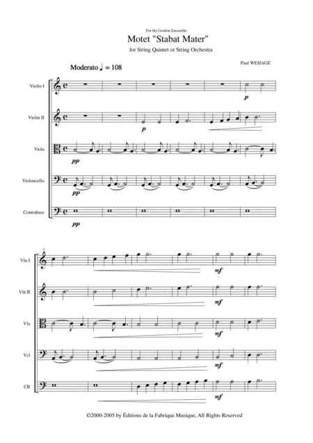 Paul Wehage Motet Stabat Mater For String Quintet Or String Orchestra Page 2