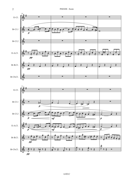 Pavane For Clarinet Choir Score Parts Page 2
