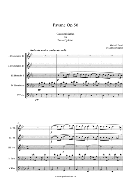 Pavane Op 50 Brass Quintet Arr Adrian Wagner Page 2