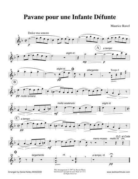 Pavane Pour Une Infante Defunte Pavane For A Dead Princess For Flute And Piano Page 2