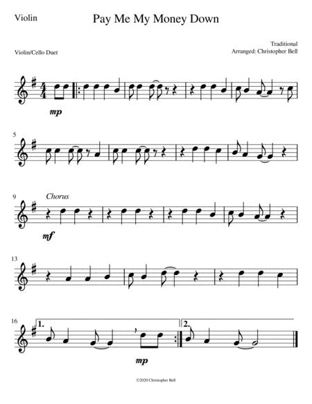 Pay Me My Money Down Easy Violin Cello Duet Page 2