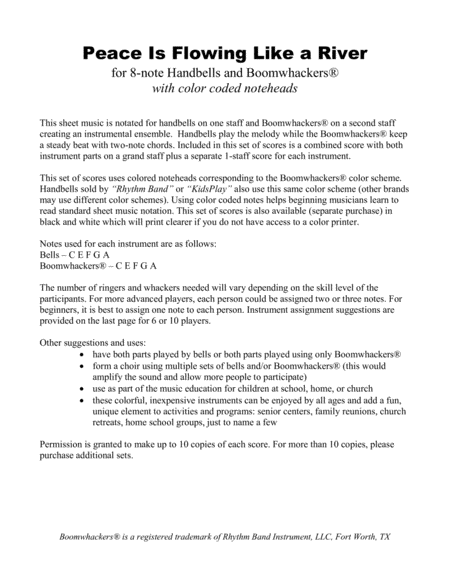 Peace Is Flowing Like A River For 8 Note Bells And Boomwhackers With Color Coded Notes Page 2