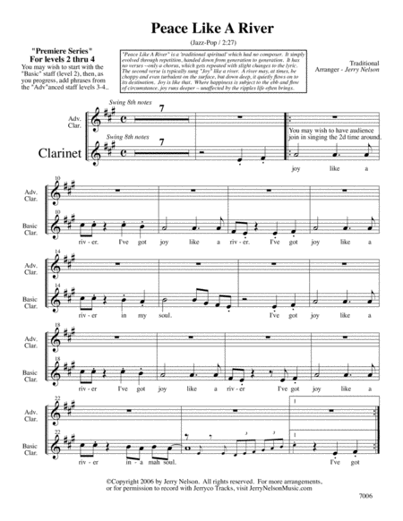 Peace Like A River Arrangements Level 2 4 For Clarinet Written Acc Hymns Page 2