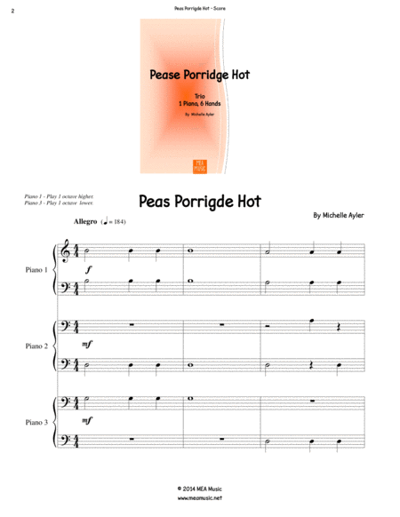 Pease Porridge Hot 1 Piano 6 Hands Page 2