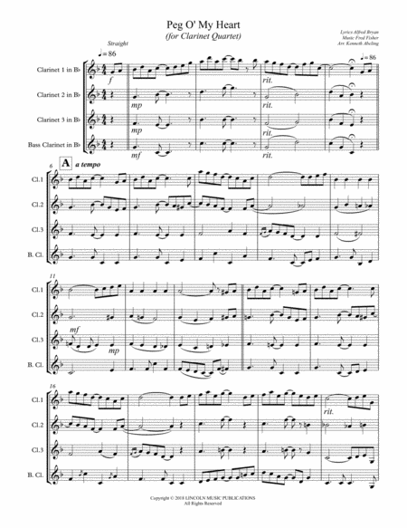 Peg O My Heart For Clarinet Quartet Page 2