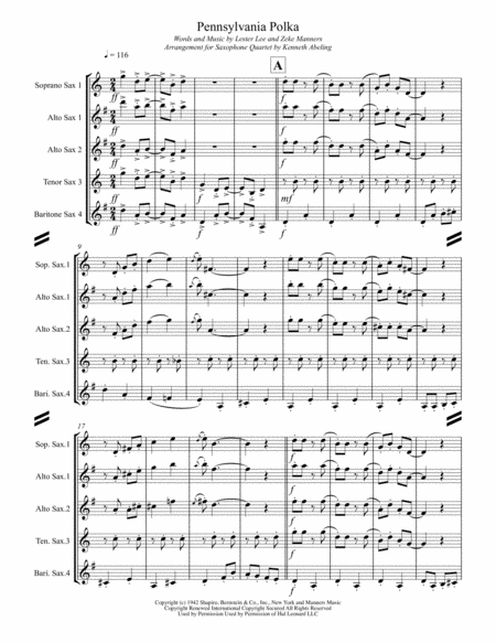 Pennsylvania Polka For Saxophone Quartet Satb Or Aatb Page 2