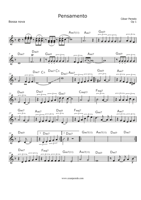 Pensamento For Flute And Jazz Combo Page 2
