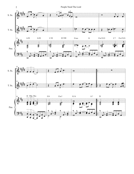 People Need The Lord Duet For Soprano Tenor Saxophone Page 2
