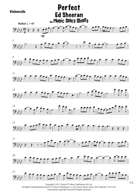 Perfect By Ed Sheeran For Cello Page 2