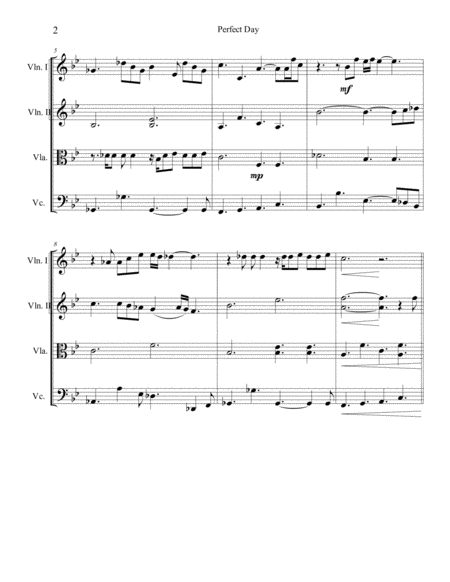 Perfect Day By Lou Reed Arranged For String Quartet Page 2