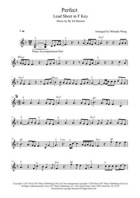 Perfect Lead Sheet For Ab Bb F Key With Chords Page 2