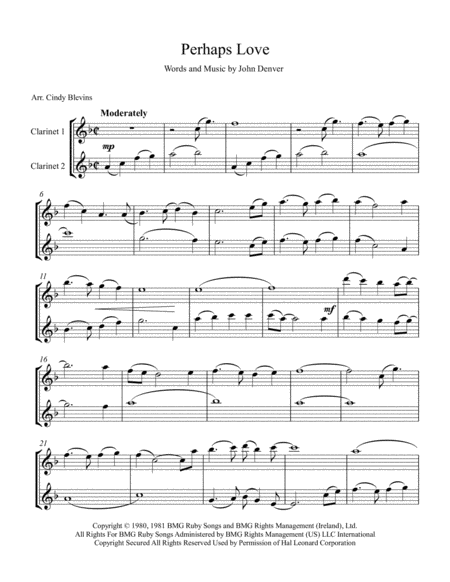 Perhaps Love Arranged For Clarinet Duet Page 2