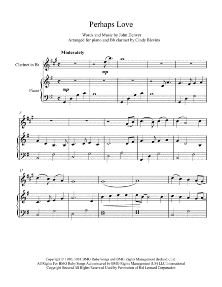 Perhaps Love Arranged For Piano And Bb Clarinet Page 2